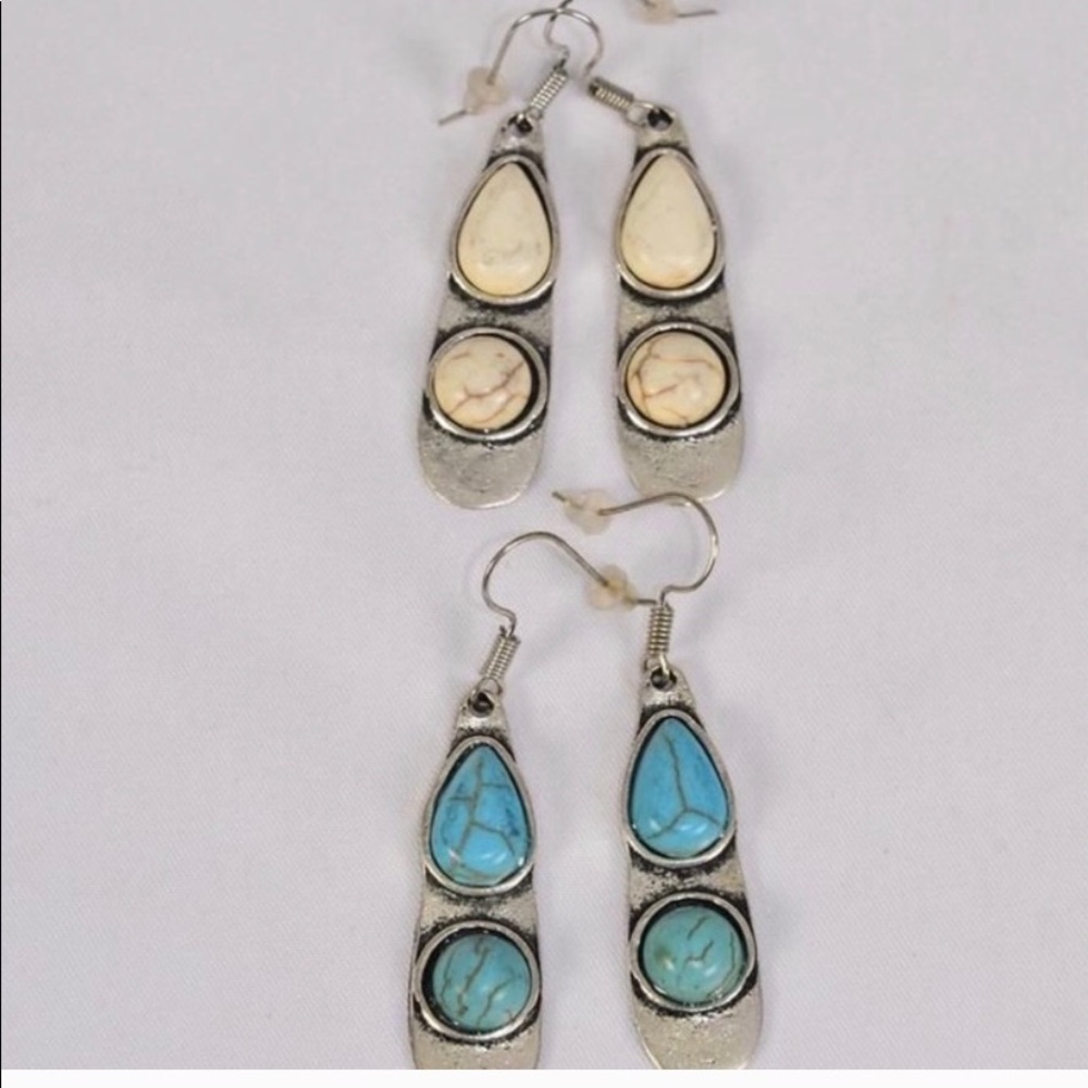 New In Package Cream Semiprec Stone Earrings